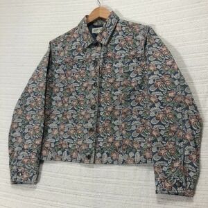 Orvis Floral Print Jean Jacket Button Up Denim Jacket Western‎ Style Size M